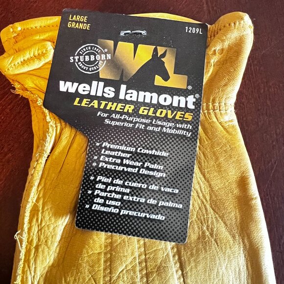 Wells Lamont Leather Gloves Large Premium Cowhide Durable Work Gloves - Picture 2 of 4
